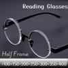 Men's HD Lens Reading Glasses Fashion Round Crystal Frame Presbyopia Glasses Eyeglasses Retro Anti Fatigue Prescription Eyewear