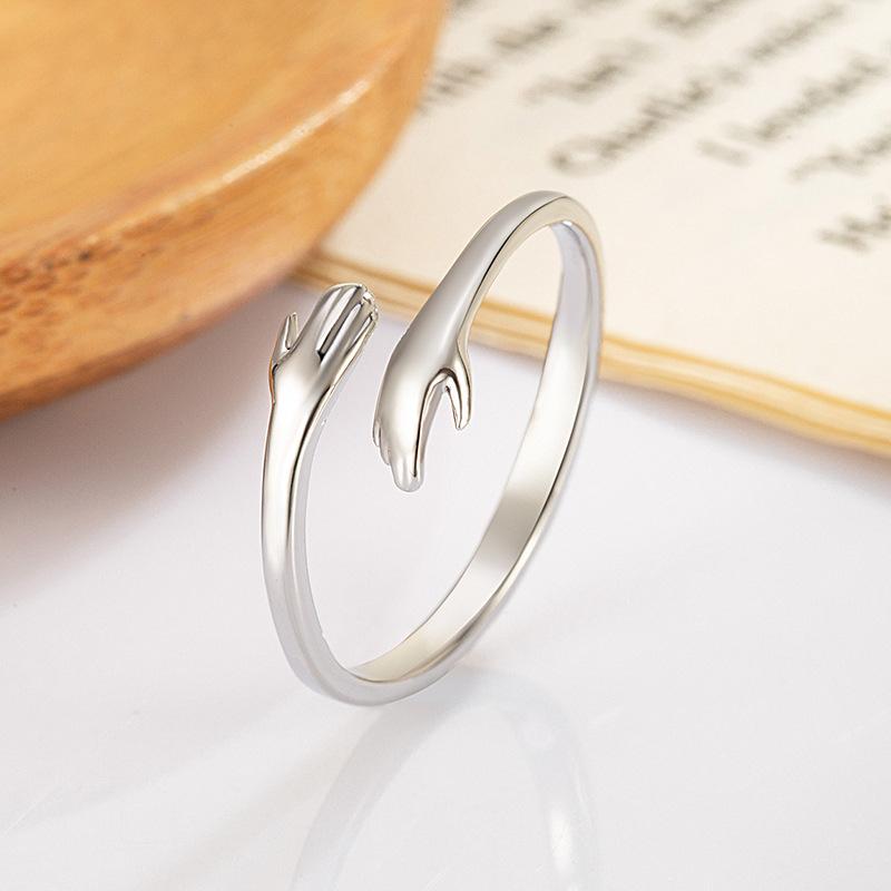 Модное и минималистичное простое кольцо, женское кольцо для пальца «объятия любви», кольцо с открытым ртом в европейском и американском стиле
