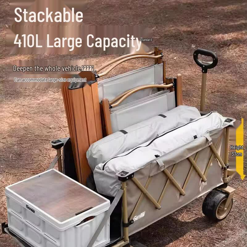 Foldable Outdoor Camping Cart with Table and Chair Set
