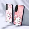 Милый Чехол-Кот M-Mary для Samsung S26 S25 S24 FE S23 S22 S21 Plus S20 Ultra Note20Ultra Черная Стеклянная Крышка