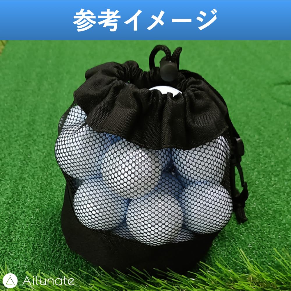 Чехол для мяча для гольфа Ailunate, чехол для мяча для гольфа, сумка-держатель для хранения, сумка для хранения, большая сетка, черный, черный