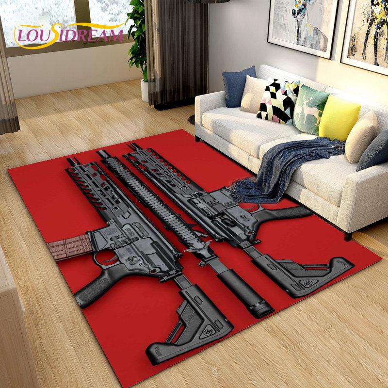 3D винтовка, пистолет, револьвер, коврик с героями мультфильмов, коврик для гостиной, спальни, кухонный коврик, противоскользящий коврик для ванной комнаты