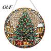 Round Acrylic Window Panel Stained Glass Style Hanging, Tree of Life & Winter Forest Transparent Suncatcher with Metal Chain, Indoor Decoration