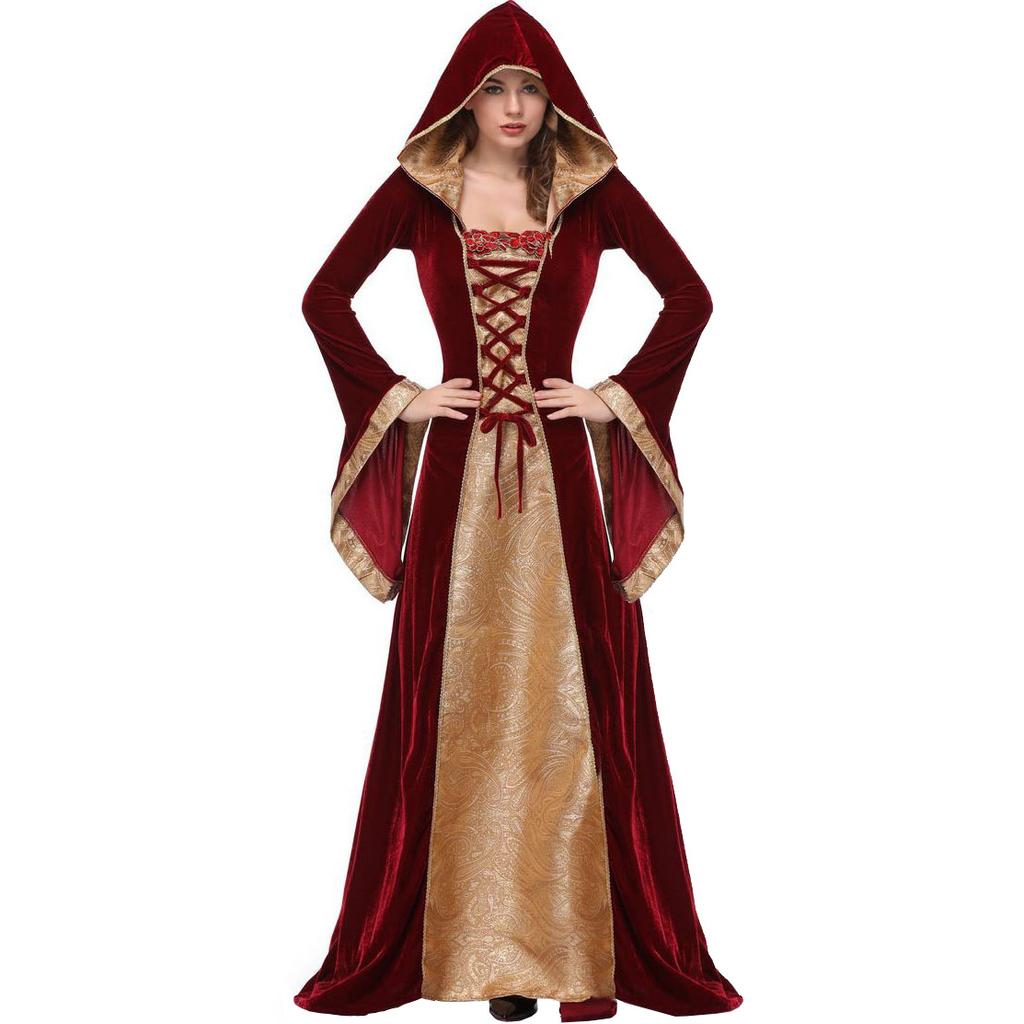 Halloween Costume, Vintage European Medieval Court Aristocratic Queen Dance Cape Princess Dress