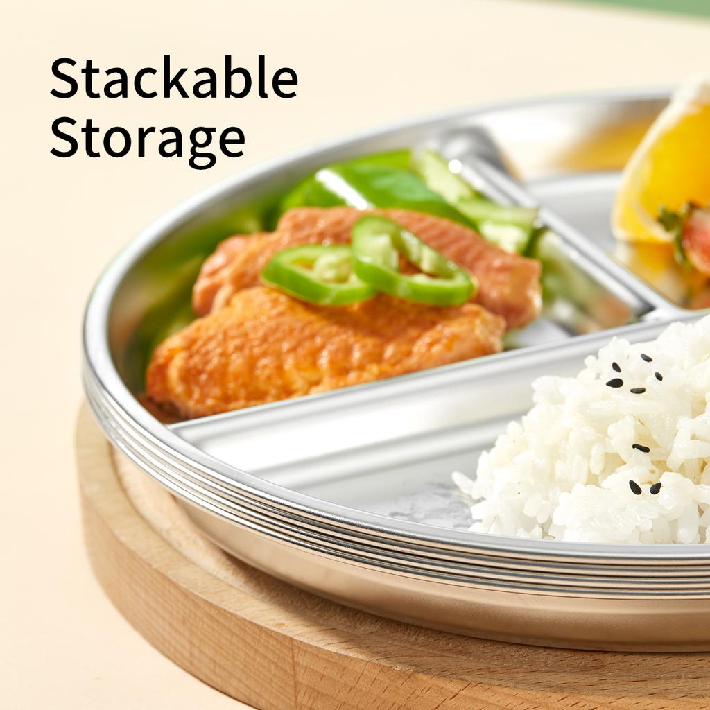 Разделенная тарелка из нержавеющей стали для западной кухни, блюдо для пасты, салата, барбекю, штабелируемая тарелка для завтрака, кухонная утварь