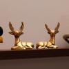 Brass Deer for Home Decor - 2 Piece 100% Pure Brass | Decorative Brass Deer for Desk, Car, and Home Decor | Yellow Antique Finish for Gifting