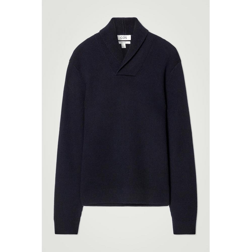 COS Японский жакет-шалька с ребристым воротником из мериносовой шерсти