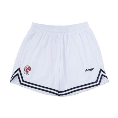 Li Ning CBA Series SS22 Полосатые спортивные тренировочные дышащие баскетбольные шорты мужские шорты белые AAPS027-3