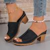 Fashion Women Slippers 2024 New Trend Chunky Women Sandals Mid Heels Fashion Slippers Summer Brand Dress Pumps Casual Shoes Slides Women