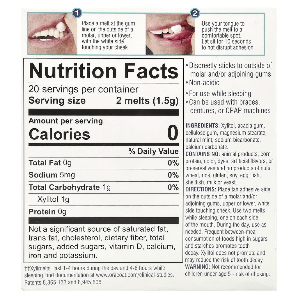 OraCoat XyliMelts от сухости во рту, нежная мята, 40 шт.