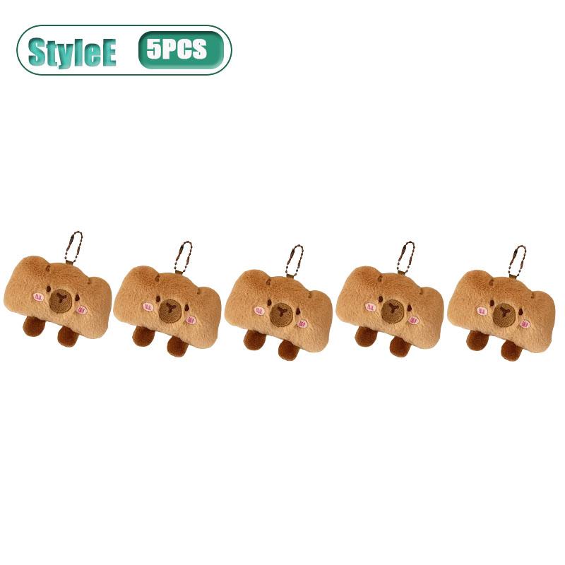 1-10PCS Adorable Capybara Plushie Keyring Funny Bread Topper Anime Style Fluffy Hanging Toy Cute Food Decor For Teens