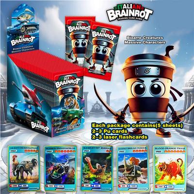 Официальная коллекция карточек на итальянскую тематику, 150 шт., с участием Tralalero Tralala Tung Tung Tung Sahur, золотые флэш-карточки, редкие, 5 шт./упак., 30 упак./коробка