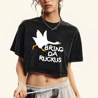 Bring Da Ruckus Мультяшная женская укороченная футболка с принтом, выстиранная, из хлопка, для фитнеса, модная футболка с коротким рукавом