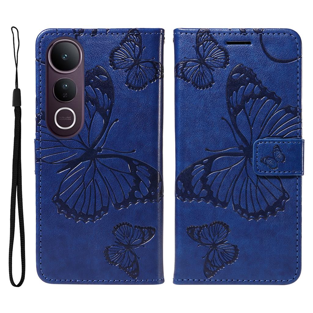 Для vivo V50 Lite 5G Кошелек Чехол Кожаный Чехол для Телефона с Цветочным Принтом и Бабочками Подставка