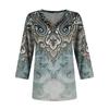 Women's V-neck Gradient Print Three-quarter Sleeve Fashion Top