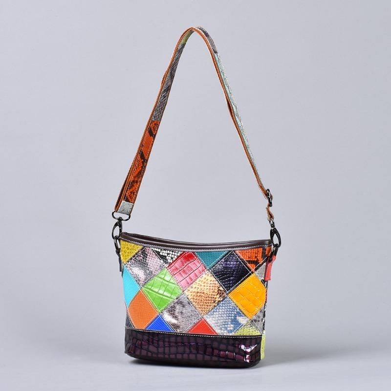 Женская сумка из натуральной кожи, женская клетчатая сумка через плечо на одно плечо, маленькая сумка