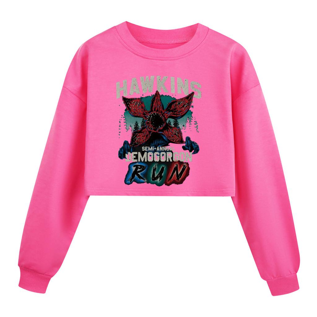 5383 Детская Девочки Демогоргон Принт Длинный Рукав Короткая Толстовка