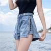Classic and Minimalist Fashion Versatile Side Zipper High Waist Female Summer Loose Years Thin A-line Wide-legged Son Denim Shorts Individuality