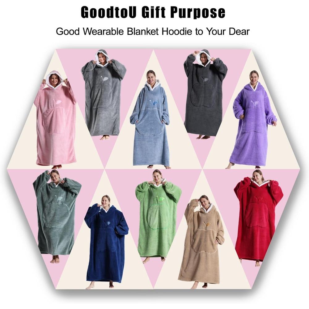 Зимний теплый флисовый халат с капюшоном для женщин, однотонный большой размер, рукава-одеяла, флисовые теплые толстовки с капюшоном, кофты, гигантское одеяло для телевизора, женский халат с капюшоном