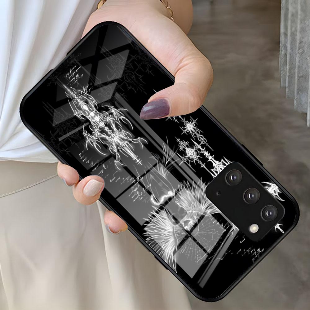 Чехол для телефона C-Cyber Sigil для Samsung S26 S25 S24 FE S23 S22 S21 Plus S20 Ultra Note20Ultra Черная стеклянная крышка