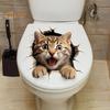 Наклейка на туалет для кошек, водонепроницаемая, съемная, самоклеящаяся, ПВХ, для гостиной, ванной комнаты, настенное искусство, 3D-эффект, имитация крышки сиденья для унитаза с изображением котенка