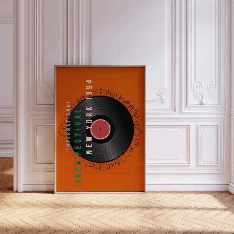 1pc Vintage Jazz Music Art Poster, Mid-Century Modern Canvas Painting Wall Decor, Music Lover Gift, Living Room Bedroom Decor