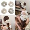 Princess Scrunchies Beige Pearls Multi Layer Hair Tie Ponytail Holder Enchanting Pearls Hair Tie Hair Rope