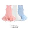 Kaslead New Women Clothes Western Style Fashion Simple Waist Hugging Sleeveless Ruffle Skirt Hem Dress