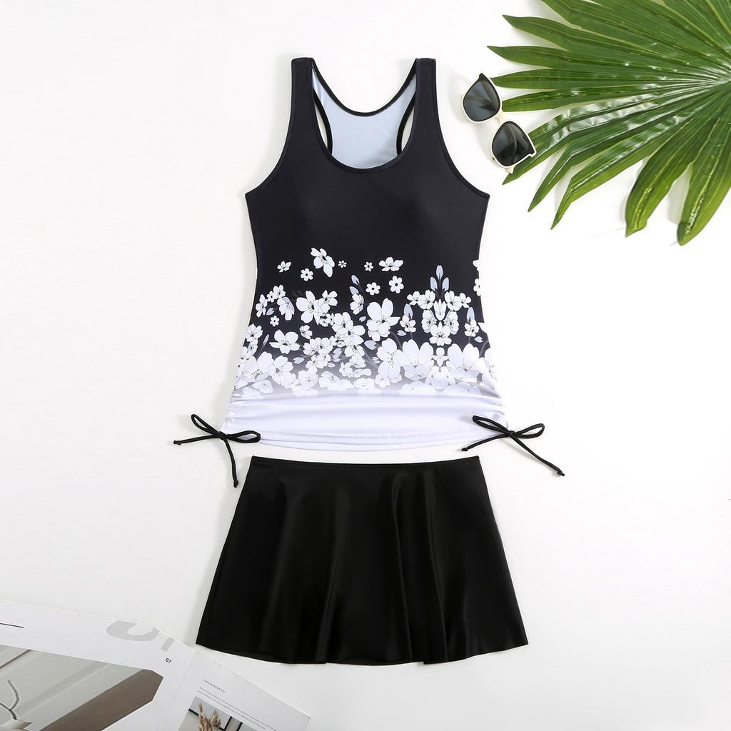 Женский раздельный модный сексуальный купальник с юбкой с принтом и подкладкой для груди без стальной поддержки