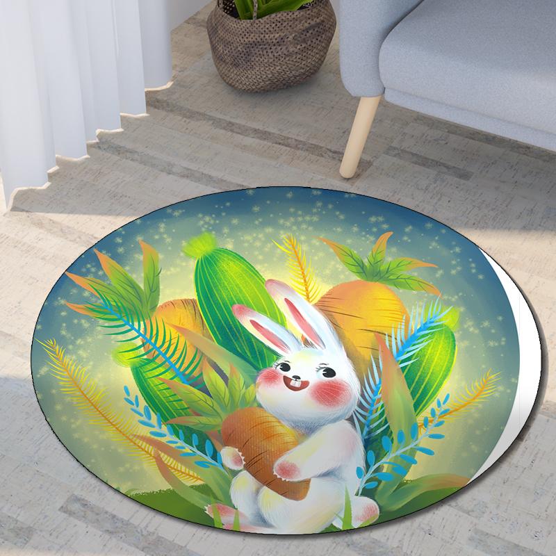 Круглый ковер с принтом двенадцати китайских знаков зодиака, детский коврик для гостиной, напольный коврик для спальни, нескользящий коврик, подарок на Новый год