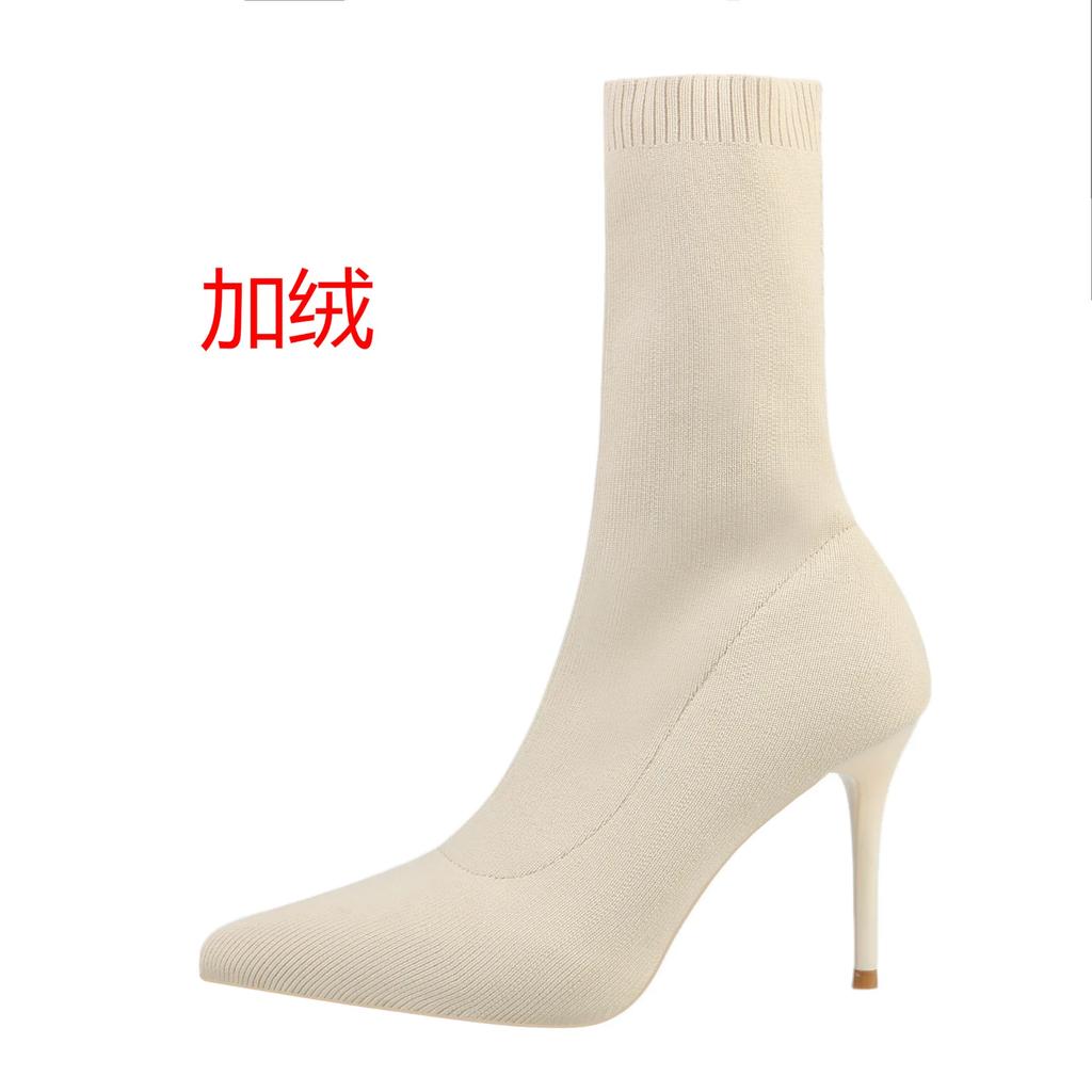 Sexy Sock Boots Knitting Stretch Boots High Heels for Women Fashion Shoes Spring Autumn Ankle Boots Female