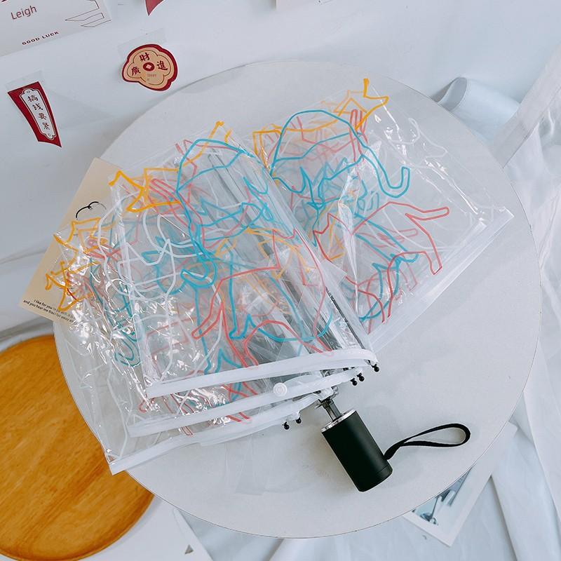 Original Cat Creative Transparent Umbrella Triple Folding Umbrella Automatic Online Influencer Cute Foldable Kids Adult Thickened Young Adult