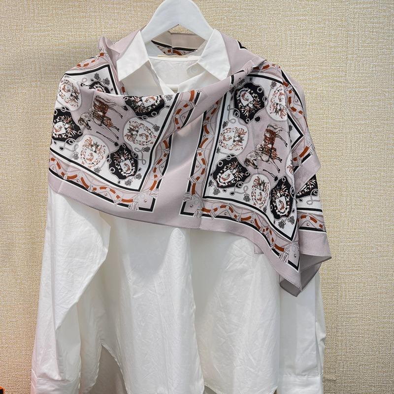 Oil painting magnolia thin silk crepe de chine scarf long scarf 100% mulberry silk summer sunscreen