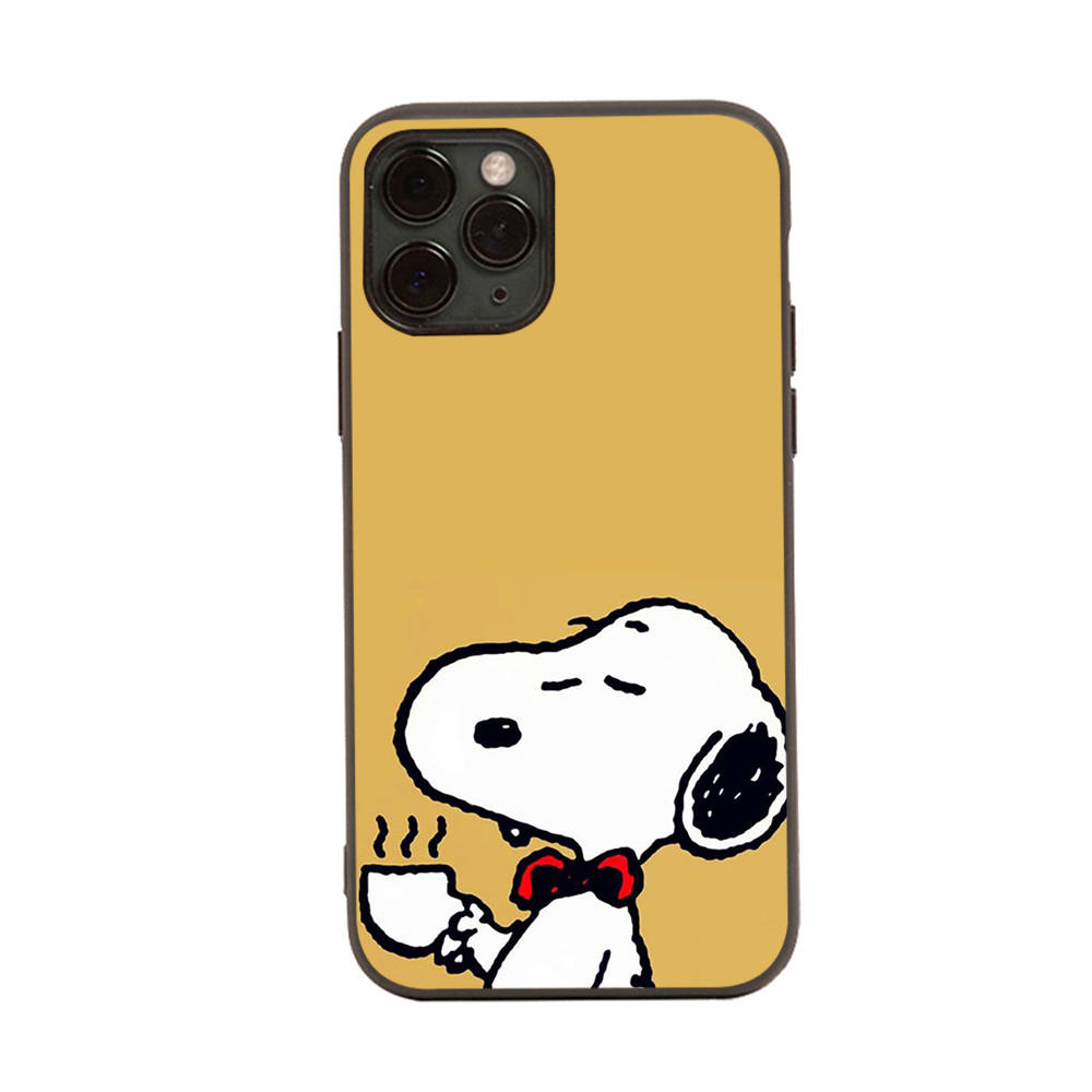 SM14 Snoopy Cartoon Black Sofe Case for Samsung Note 20 Lite S24 Ultra S23 A03 A05 A06 A11 A71 A15 A16 A13 A24 A25 A33 A52 A53 A50 M55 M35 Plus