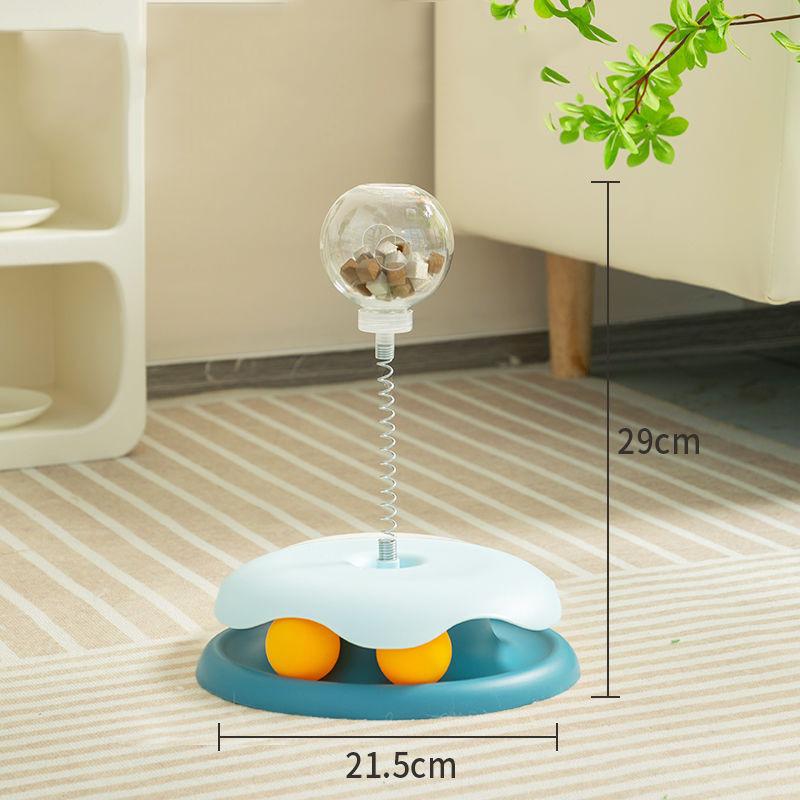 New Cat Feeder Toy for Indoor Cat Slow Feeders Spring Toy Funny Track Ball Roller Turntable Exercise and Playing