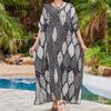 Плюс Размер Женщин Новый Принт Пляжный Свободный Праздничный Платье Бикини Накидка