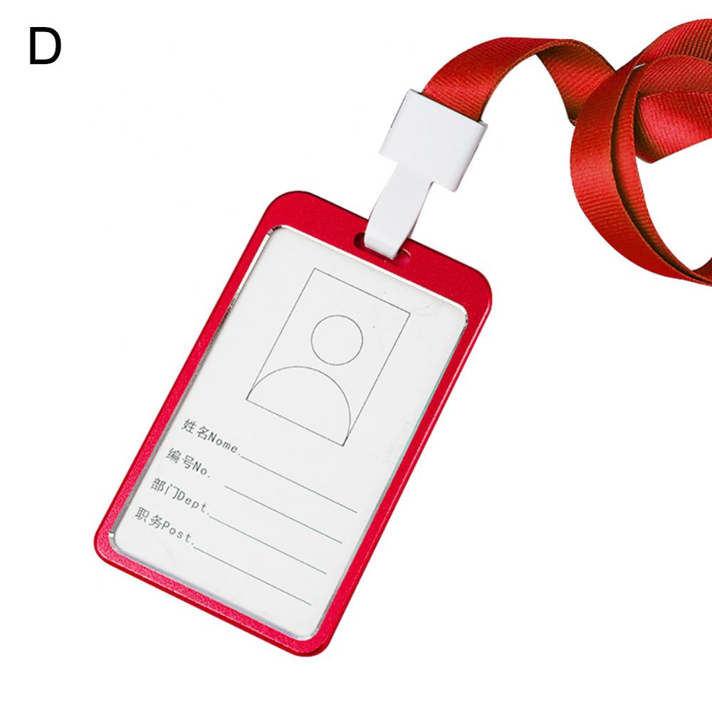 Company Factory Work ID Card Holder Metal Aluminum Alloy Vertical Name ID Card Badge Holder With Neck Straps Lanyard