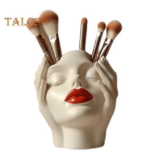 Держатель для ручек с женским контуром, художественная ваза ручной работы в форме женской головы, минималистичный держатель для кистей для макияжа для дома, гостиной, книжной полки, декора