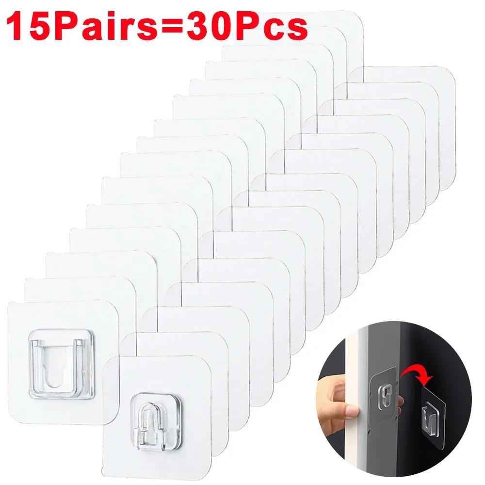 30/2 шт. двухсторонние клейкие крючки прозрачный крючок для хранения для ванной кухни офиса розетка присоска настенные держатели