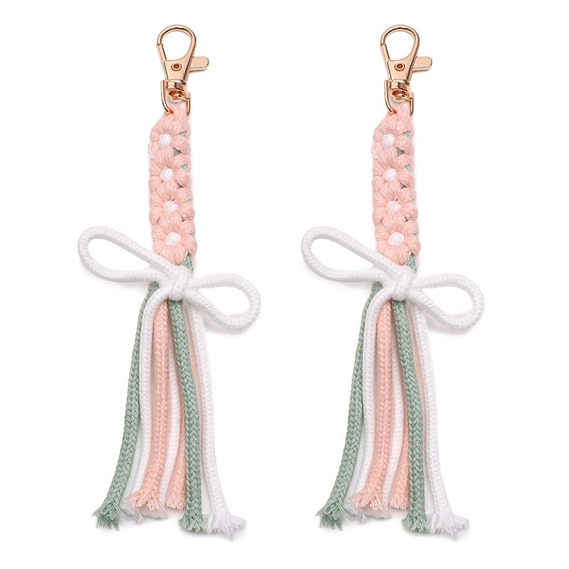 1pc/bag Alloy + Cotton Rope Daisy Key Chain DIY Craft Accessories