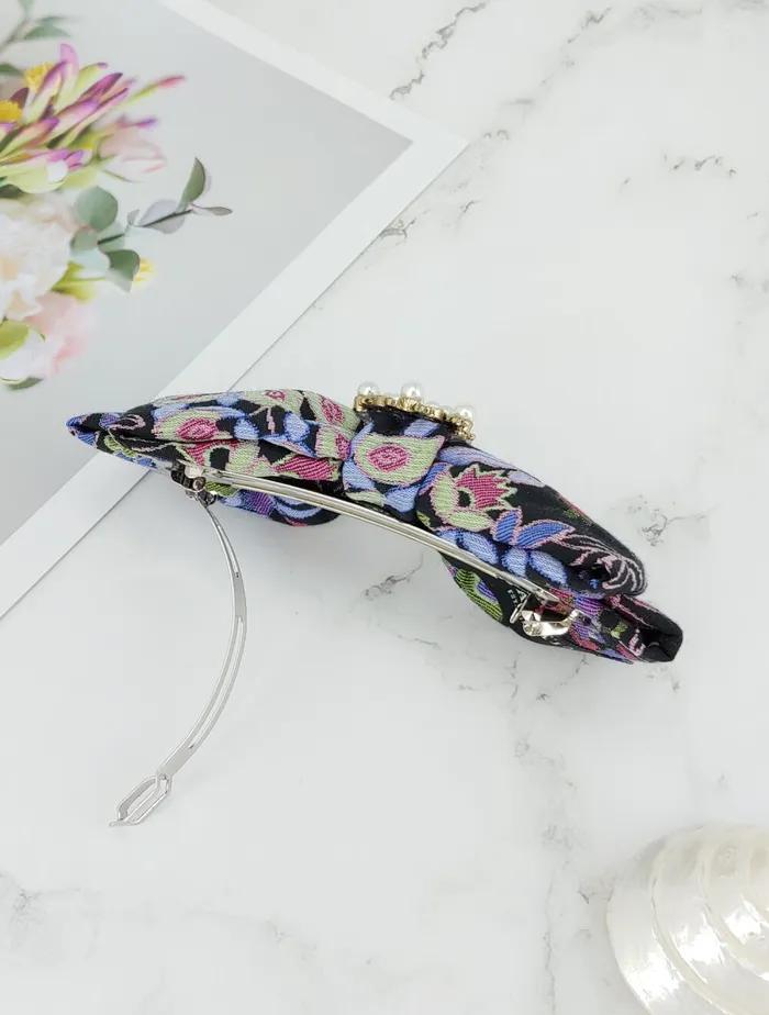 [Maia] Rose Jacquard Ribbon Pin vs. Blue Purple