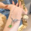 Plant-Inspired Guofeng Peridot Tassel Necklace – Stylish Teardrop Clavicle Chain for Women