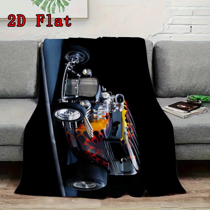 Vintage Car 2D Flat Pattern Flannel Blanket High quality All Seasons Warmth and Comfort Perfect for Christmas Gifts.NMT0928298