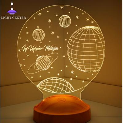 3D Персонализируемые Ночники на Космическую Тему Детские Крутые Осветительные Приборы для Спальни Лампа для Комнаты Спальни Подарочная Коробка Настольная Лампа