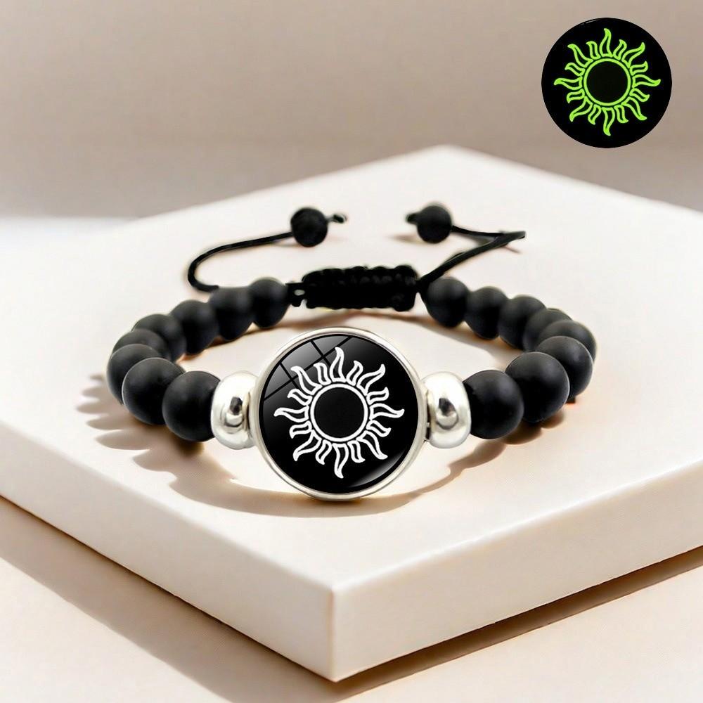 Luminous Couple Bracelets Sun Moon Hand Chain Retro Beading Bracelet Couple Jewelry Gift