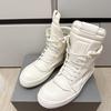 Высокие белые ботильоны Geobasket из кожи, повседневные кроссовки для мужчин и женщин, на молнии, шнуровке, на плоской толстой подошве
