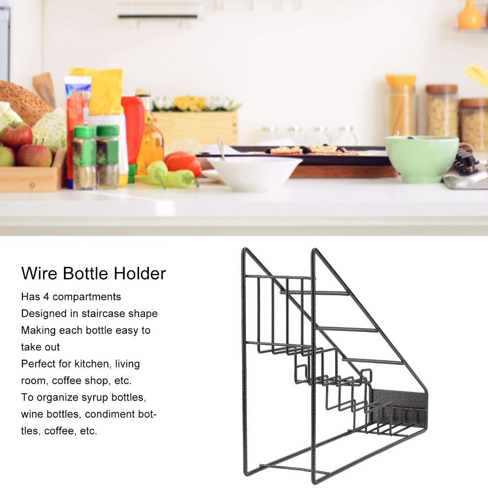 4 Compartments Syrup Bottle Holder Stable Design Coffee Syrup Rack For Coffee Station