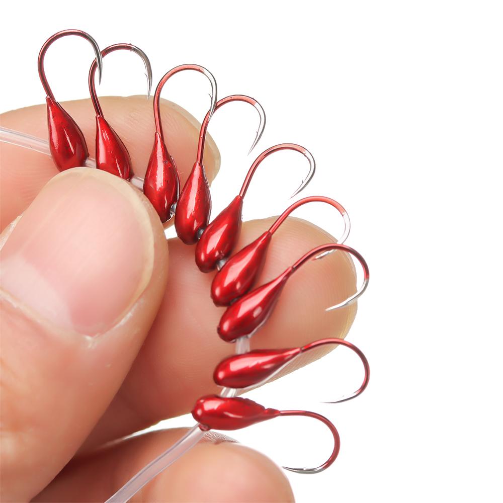 1/10/20Pcs Lifelike Lead Overturned Fishing Hooks Fishing Tackle Lure Bait Red Worm