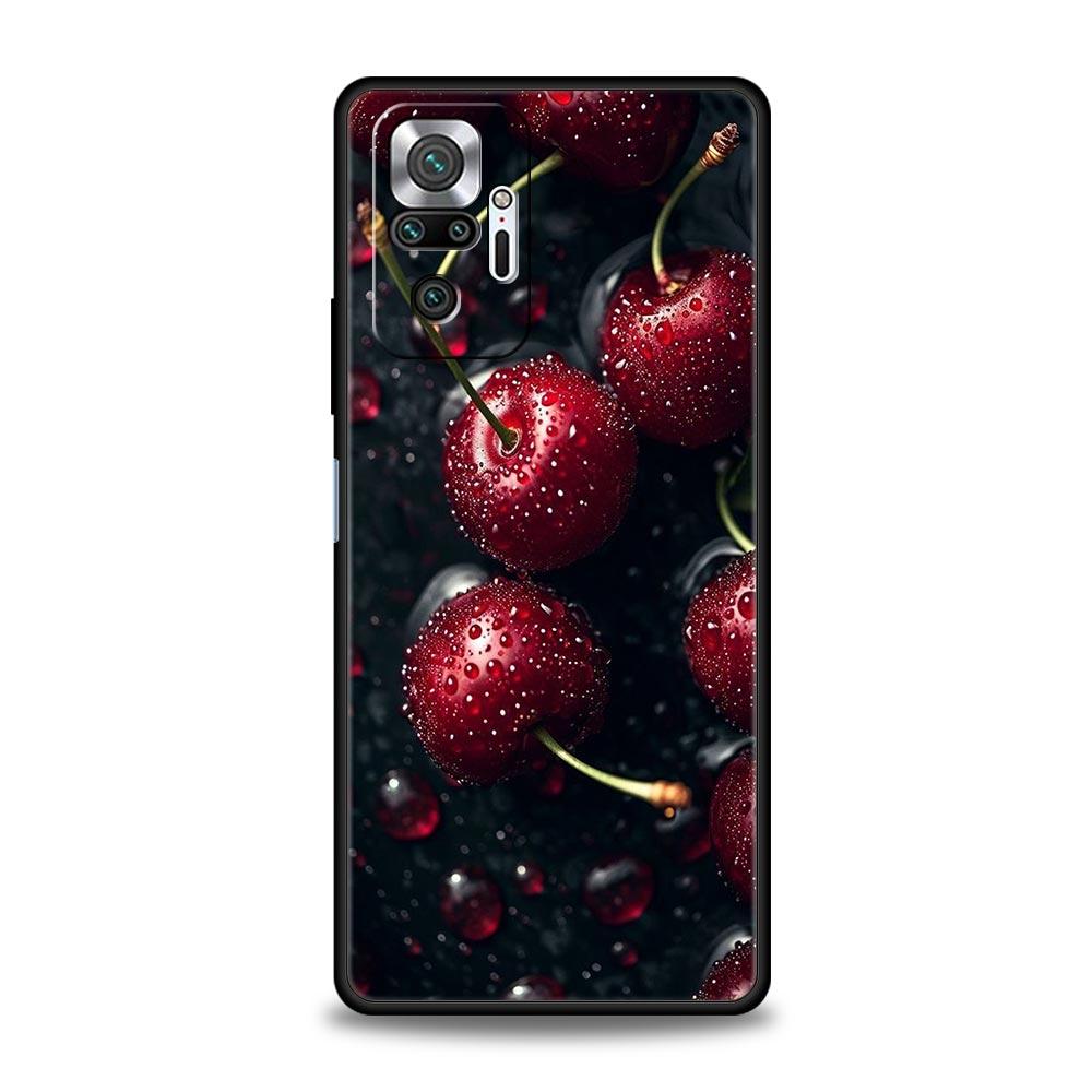 Чехол для телефона с вишней, фруктовый, для Xiaomi Redmi Note 14 13 5G 10 11 12 Pro Plus 4G 14C 13C 12C 10C, черный