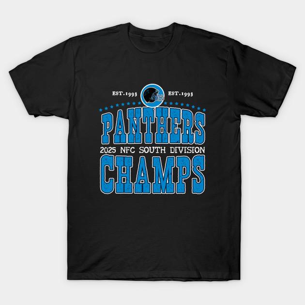 Asian Size Men Black Print T-shirt Carolina Panthers Nfc South Champions No-Cut Heat Transfer Print Cotton Tshirt